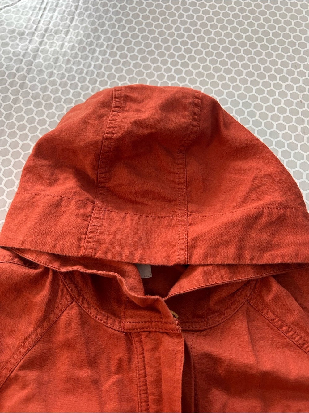 LOFT Lightweight Hooded Barn Jacket in Coral. Size XS - Picture 5 of 12